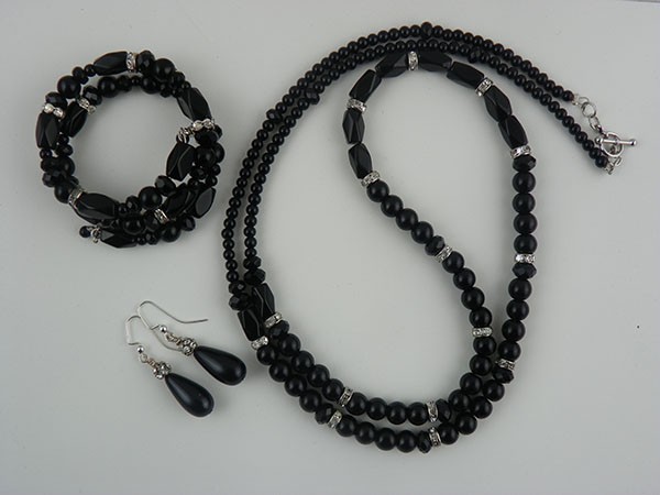 3 pc. Faux Black Pearl & Glass Bead Set