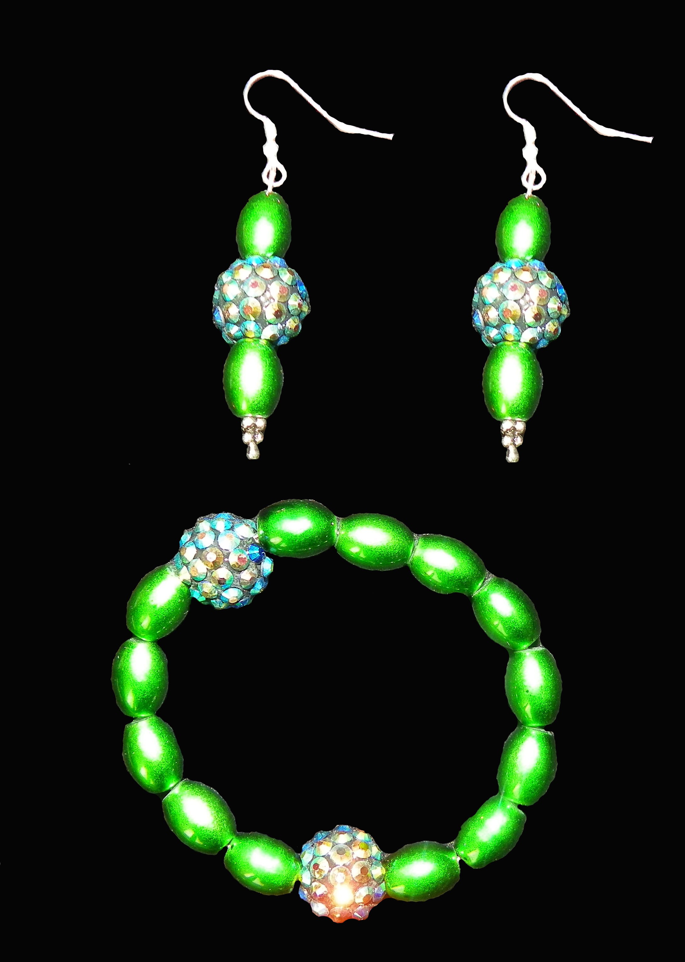 BRACELET AND EARRING GREEN