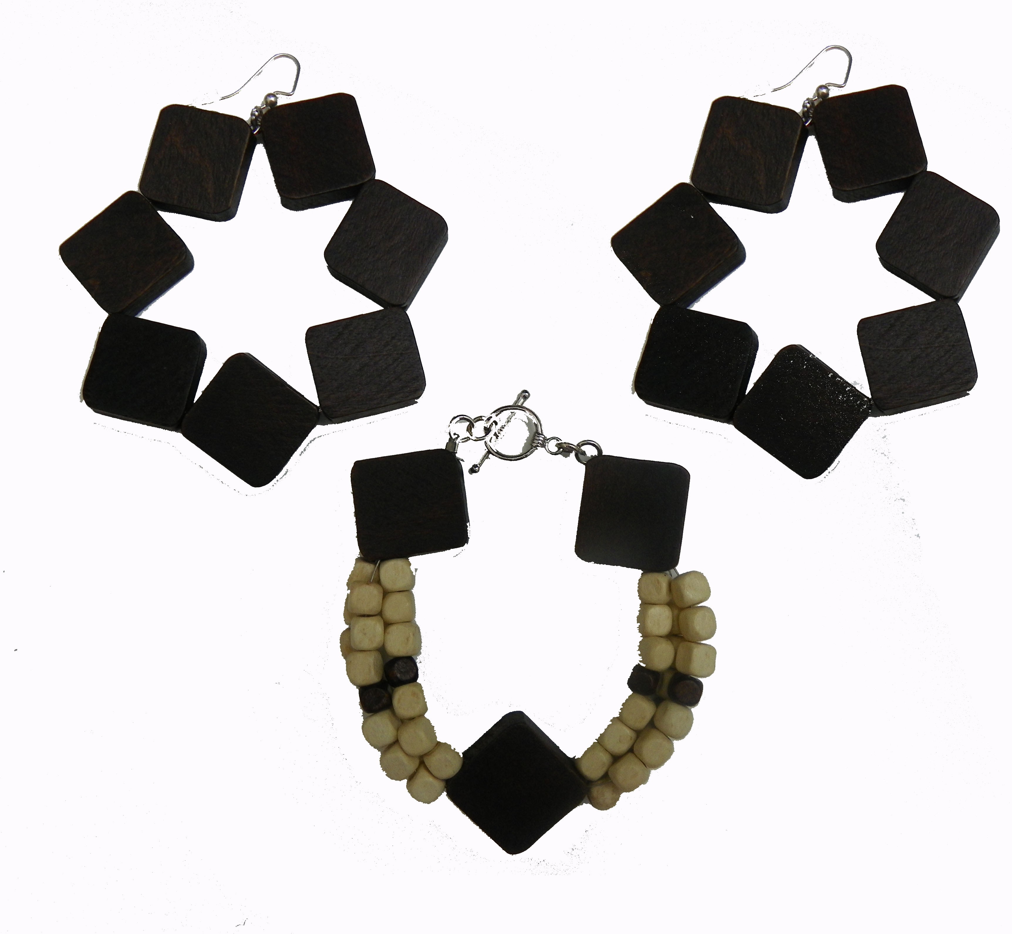 Wood Bracelet and Earring Set